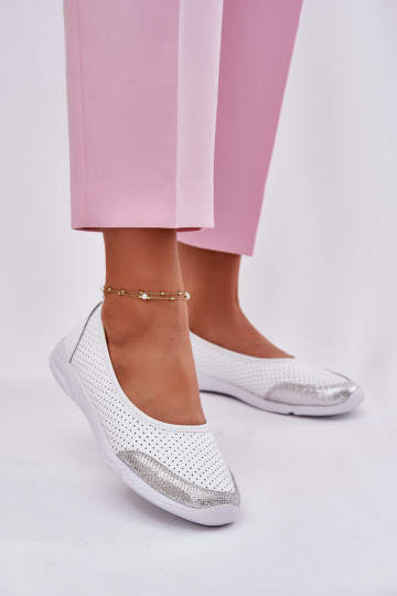 Pelle Femminile Ballerine traforate Colore bianco Lucy