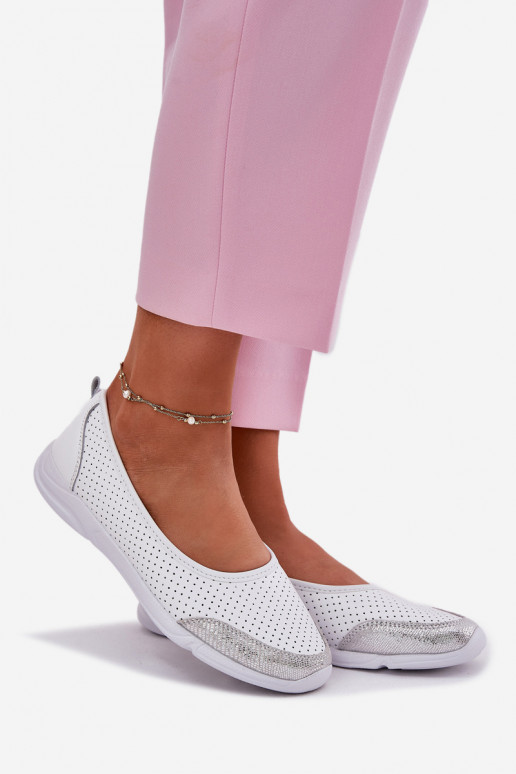 Pelle Femminile Ballerine traforate Colore bianco Lucy