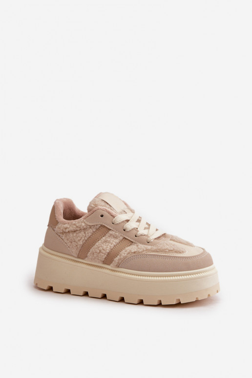 riscaldamento Scarpe modello sneakers Femminile con una piattaforma con riscaldamento beige Daivlene