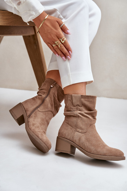 riscaldamento Stivali da donna Con top arricciato Con tacco basso beige Zinanya