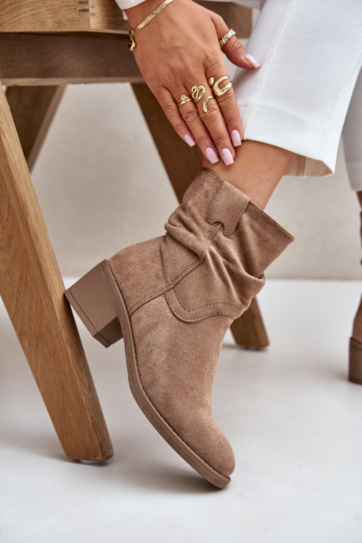 riscaldamento Stivali da donna Con top arricciato Con tacco basso beige Zinanya