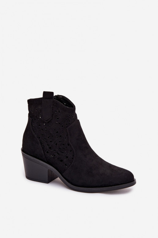 Stivaletti da donna in stile cowboy con tacco S.Barski HY61-8012 neri