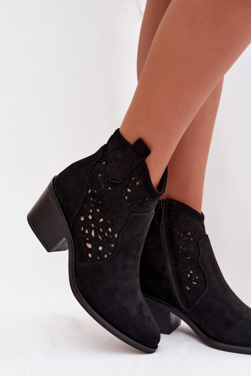 Stivaletti da donna in stile cowboy con tacco S.Barski HY61-8012 neri