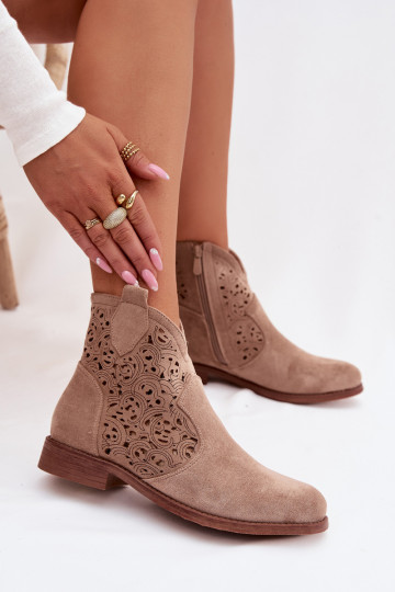 Stivaletti da donna con tacco largo S.Barski HY61-8026 beige 2