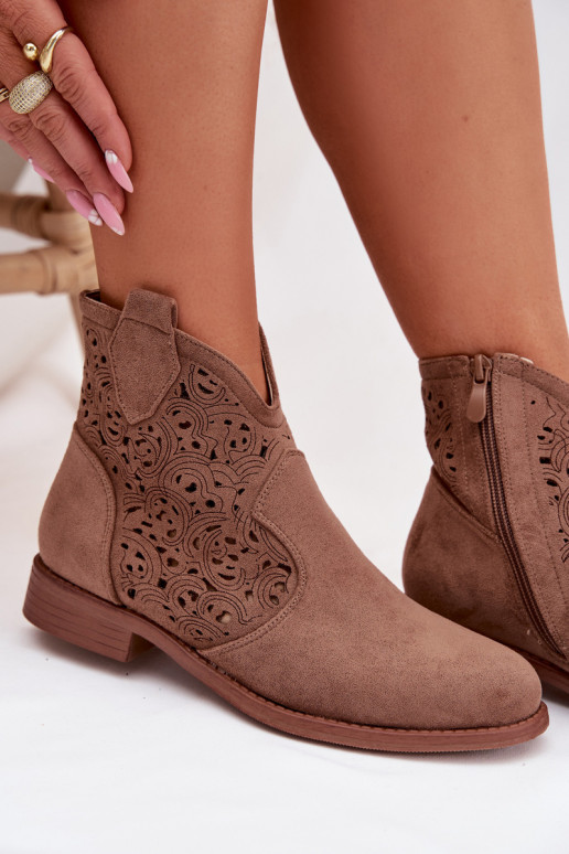 Stivaletti da donna con tacco largo S.Barski HY61-8026 marroni