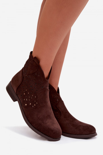 Stivaletti da donna con tacco largo S.Barski HY61-8026 color cioccolato 2