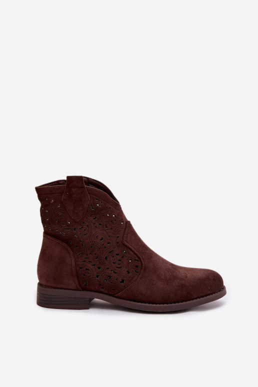 Stivaletti da donna con tacco largo S.Barski HY61-8026 color cioccolato