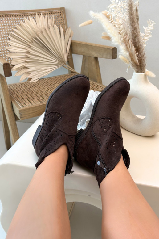 Stivaletti da donna con tacco largo S.Barski HY61-8026 color cioccolato