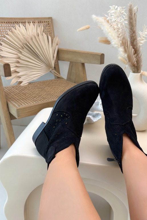 Stivaletti da donna con tacco largo S.Barski HY61-8026 neri