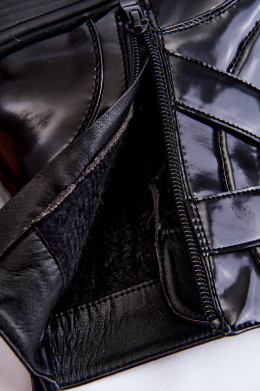 Femminile riscaldamento Stivali con tacchi larghi con cerniere colore nero Joshie