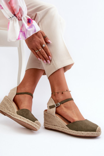 dalla pelle scamosciata sandali espadrillas con una piattaforma colore verde Cammer 2