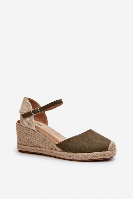 dalla pelle scamosciata sandali espadrillas con una piattaforma colore verde Cammer