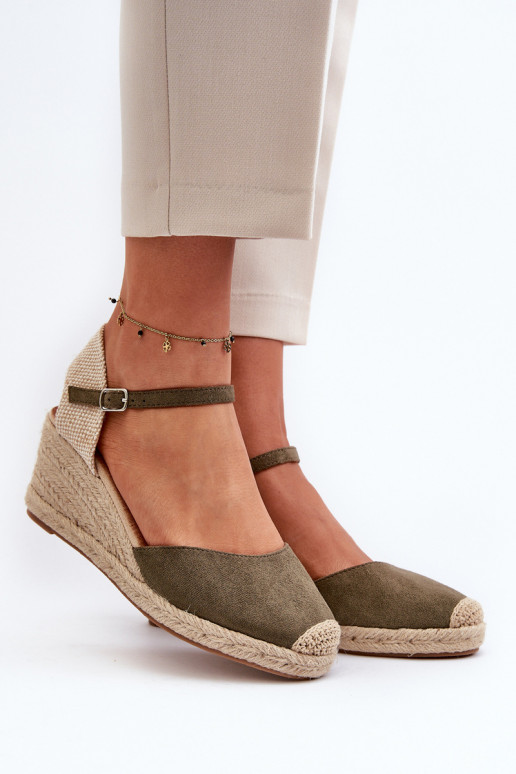 dalla pelle scamosciata sandali espadrillas con una piattaforma colore verde Cammer