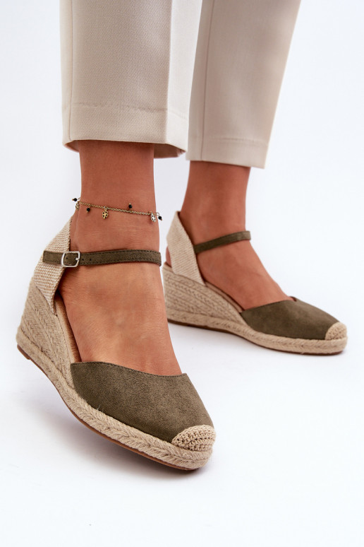 dalla pelle scamosciata sandali espadrillas con una piattaforma colore verde Cammer