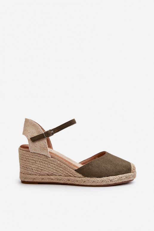 dalla pelle scamosciata sandali espadrillas con una piattaforma colore verde Cammer