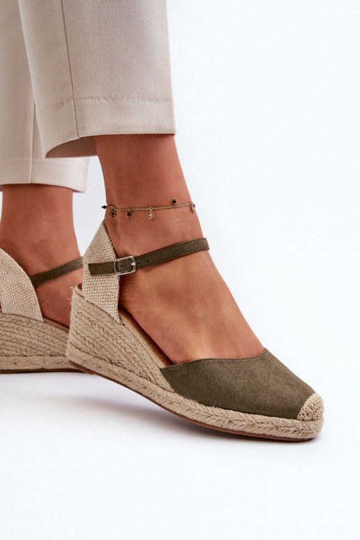 dalla pelle scamosciata sandali espadrillas con una piattaforma colore verde Cammer
