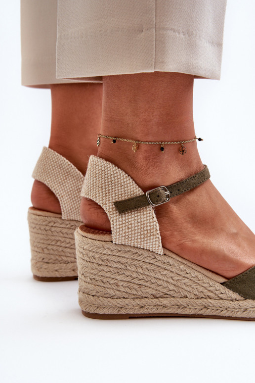 dalla pelle scamosciata sandali espadrillas con una piattaforma colore verde Cammer
