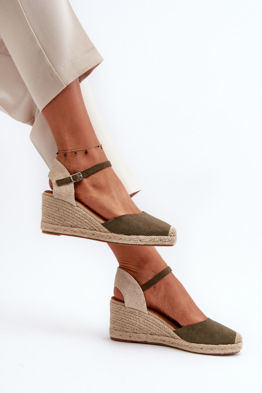 dalla pelle scamosciata sandali espadrillas con una piattaforma colore verde Cammer
