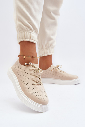 Scarpe casual Unassemia con elementi a traforo color sabbia