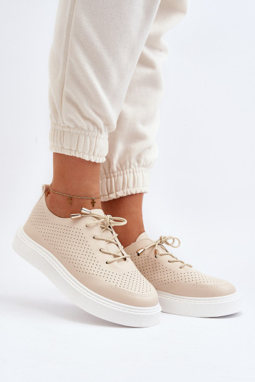 Scarpe casual Unassemia con elementi a traforo color sabbia 2