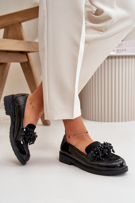 Femminile Mocassini con effetto vernice S.Barski HY369A colore nero