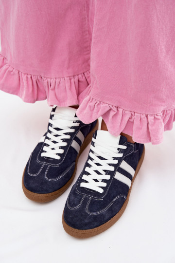 Scarpe basse da donna Zazoo N1068 in suede blu scuro