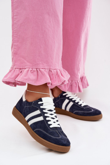 Scarpe basse da donna Zazoo N1068 in suede blu scuro 2