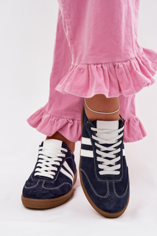 Zazoo N1068 dalla pelle scamosciata Basso Scarpe modello sneakers Femminile blu scuro