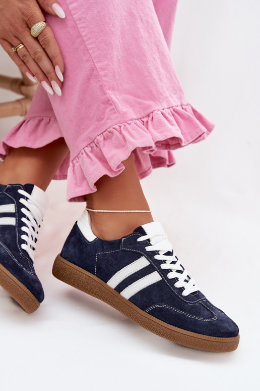 Zazoo N1068 dalla pelle scamosciata Basso Scarpe modello sneakers Femminile blu scuro