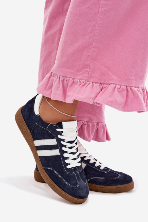 Zazoo N1068 dalla pelle scamosciata Basso Scarpe modello sneakers Femminile blu scuro