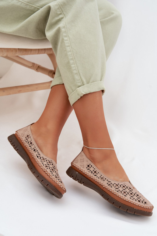 Ballerine traforate FemminileAbilitatoturalnej Skóry Sergio Leone SP-006 colore rosa