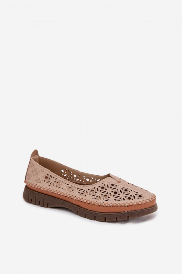 Ballerine traforate da donna in pelle naturale Sergio Leone SP-006 rosa 2