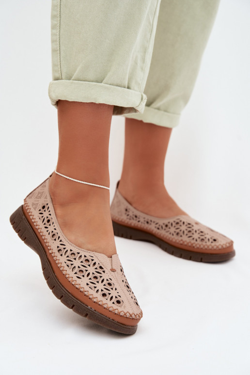 Ballerine traforate FemminileAbilitatoturalnej Skóry Sergio Leone SP-006 colore rosa