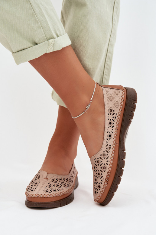 Ballerine traforate FemminileAbilitatoturalnej Skóry Sergio Leone SP-006 colore rosa