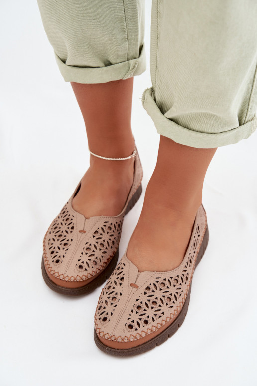 Ballerine traforate FemminileAbilitatoturalnej Skóry Sergio Leone SP-006 colore rosa