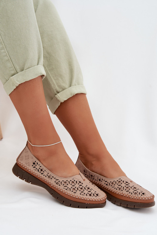 Ballerine traforate FemminileAbilitatoturalnej Skóry Sergio Leone SP-006 colore rosa