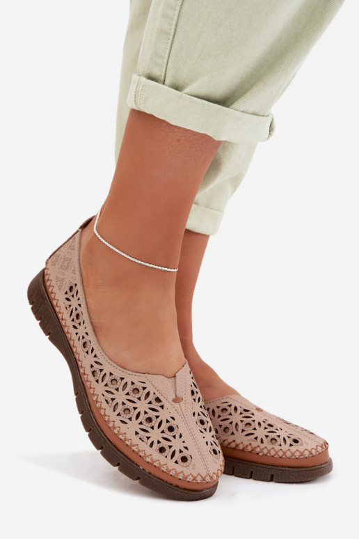 Ballerine traforate FemminileAbilitatoturalnej Skóry Sergio Leone SP-006 colore rosa