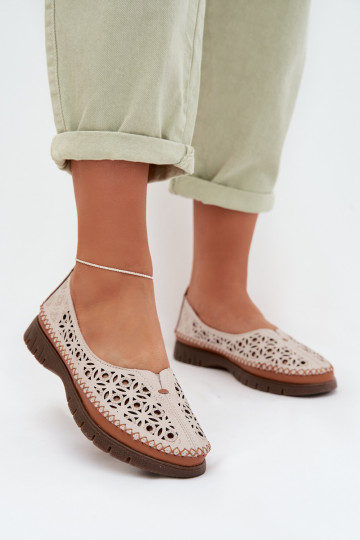 Ballerine traforate FemminileAbilitatoturalnej Skóry Sergio Leone SP-006 colore grigio 2