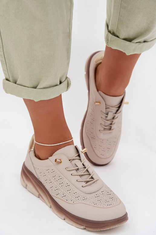 Pelle dalla pelle scamosciata Scarpe modello sneakers Femminile con elementi traforati Sergio Leone SP-002 colore marrone