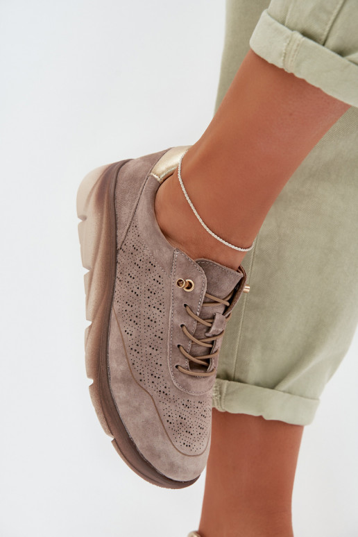 Pelle Scarpe modello sneakers Femminile con elementi traforati Sergio Leone SP-002 colore grigio