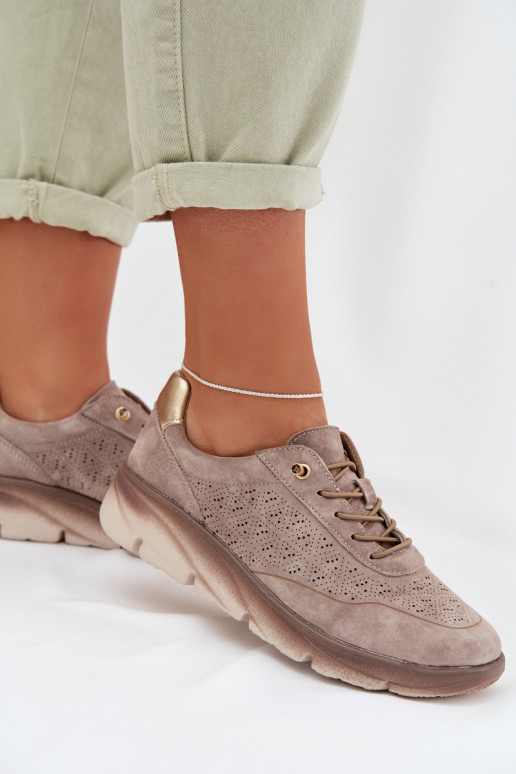 Pelle Scarpe modello sneakers Femminile con elementi traforati Sergio Leone SP-002 colore grigio