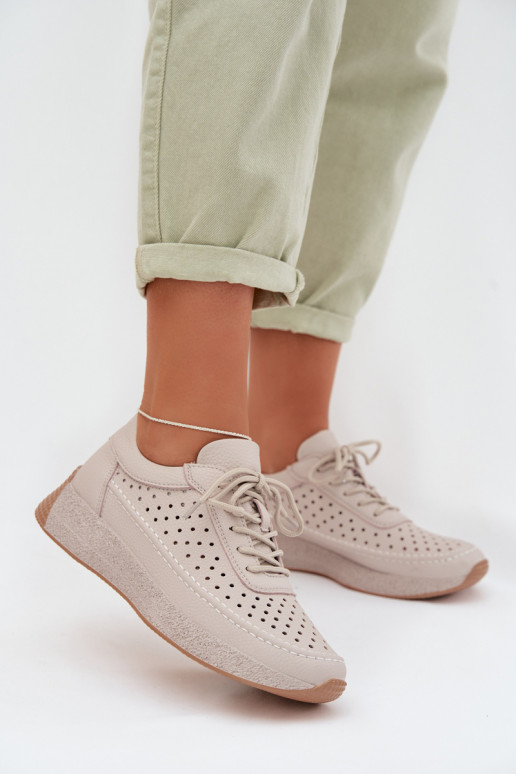 Pelle scarpe Scarpe modello sneakers Femminile con elementi traforati Sergio Leone SP-013 colore grigio