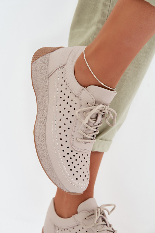 Pelle scarpe Scarpe modello sneakers Femminile con elementi traforati Sergio Leone SP-013 colore grigio