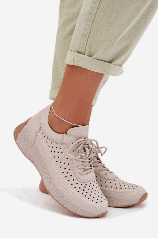 Pelle scarpe Scarpe modello sneakers Femminile con elementi traforati Sergio Leone SP-013 colore grigio