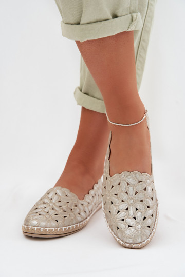 Ballerine da donna con motivi floreali oro Vennice