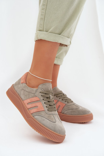 Scarpe sportive da donna in camoscio naturale verde Delyssia