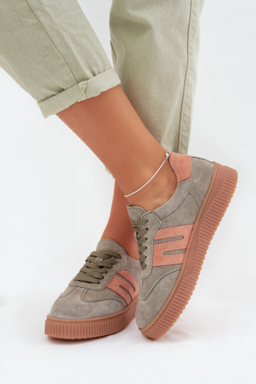 Scarpe modello sneakers FemminileAbilitatoturalnego dalla pelle scamosciatau colore verde Delyssia 2