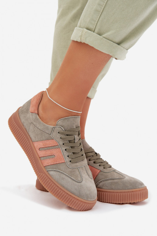 Scarpe modello sneakers FemminileAbilitatoturalnego dalla pelle scamosciatau colore verde Delyssia