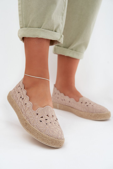 Espadrillas con elementi traforati e motivi floreali sabbia Merivelle 2