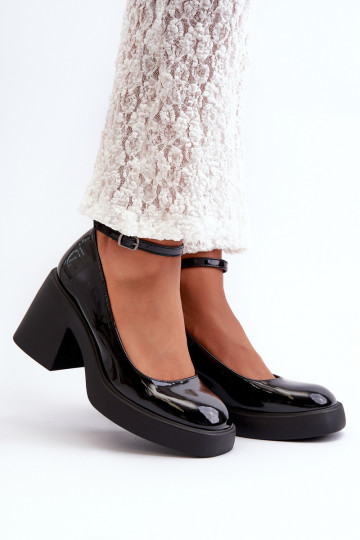 con effetto vernice Scarpe Su tacchi enormi colore nero Effiba